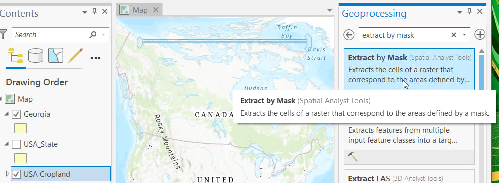 Extract By Mask geoprocessing tool