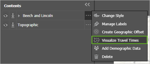 Visualize Travel Time in the menu of the Beech and Lincoln layer