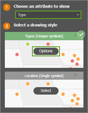 The Options button for Types (Unique symbols)