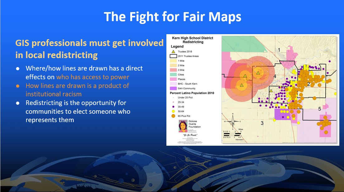 Sophia Garcia presents on her fight for fair redistricting as part of her work at the Dolores Huerta Foundation Sophia Garcia presents on her fight for fair redistricting as part of her work at the Dolores Huerta Foundation