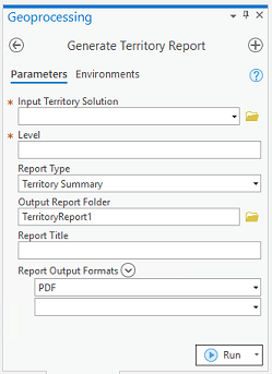 Generate Territory Report Geoprocessing Tool