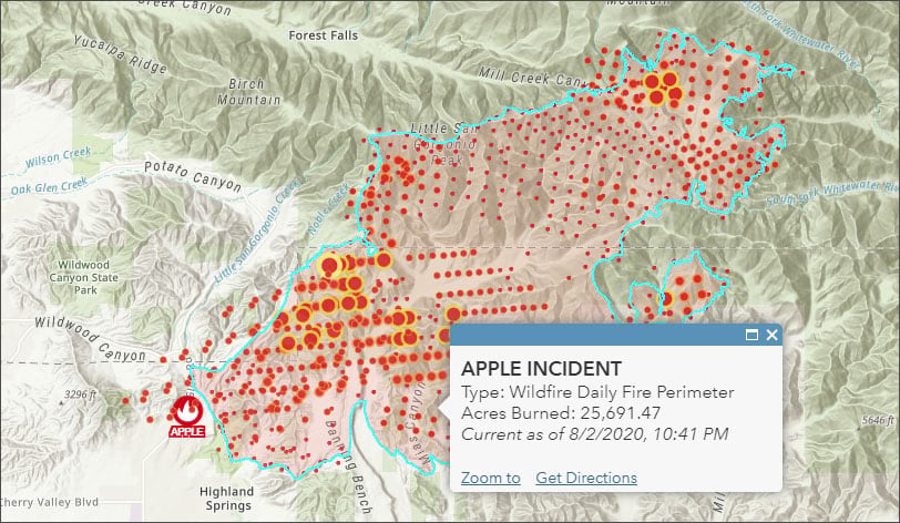 Apple Fire perimeter with VIIRS