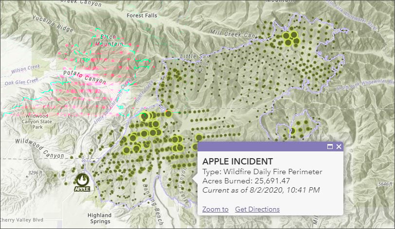 Apple Fire perimeter with VIIRS Apple Fire perimeter with VIIRS