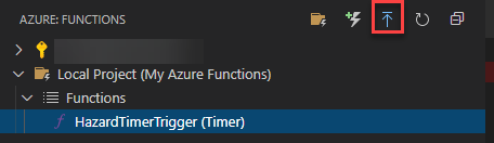 The Deploy to Function App button outlined in red.