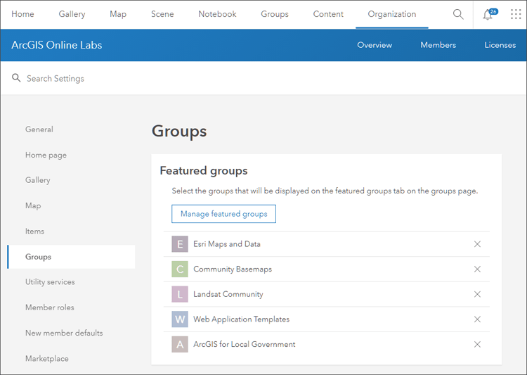 Groups settings