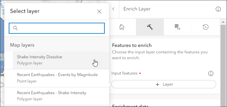 Select layer for enrichment