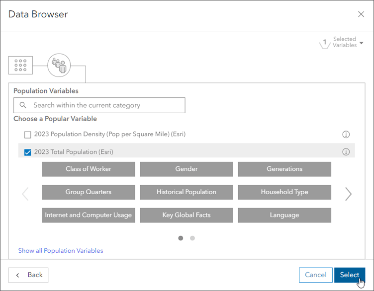 Select 2023 Total Population (Esri)