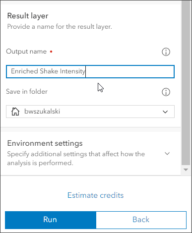 Enter output analysis layer