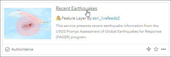 Recent Earthquakes feature layer