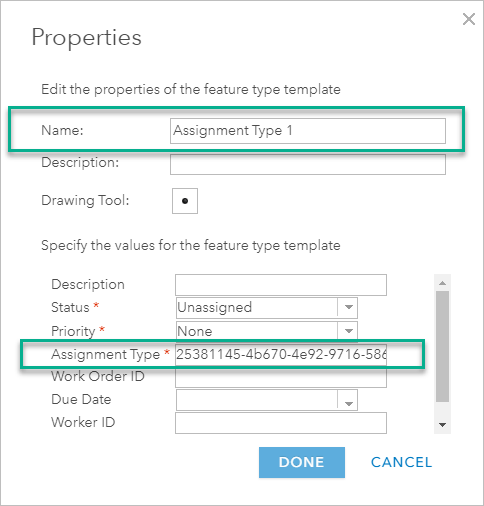 Properties window