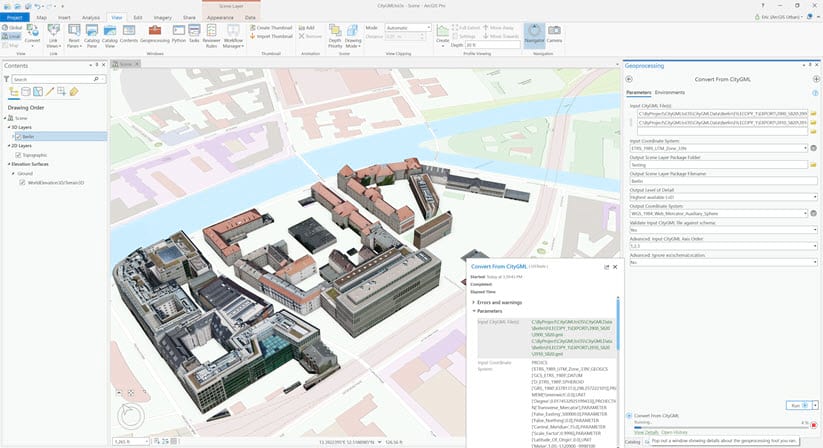 Running the Convert Building from CityGML Geoprocessing Tool