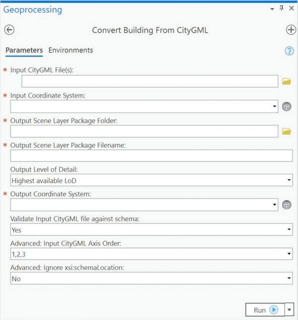 The geoprocessing tool's parameters. The geoprocessing tool's parameters.