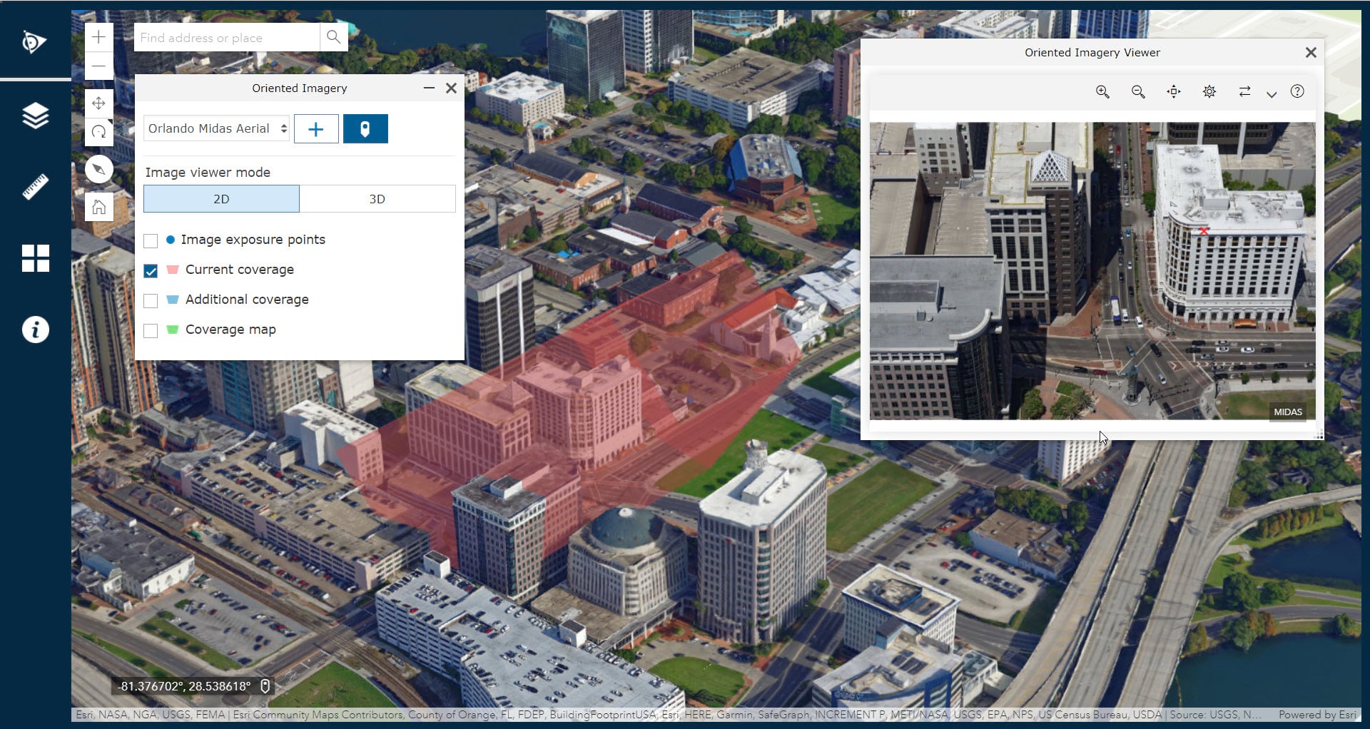 Screenshot of oriented imagery 2.5 example web app