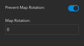Image of Map Rotation options with Prevent Map Rotation checked on and Map Rotation set to 0