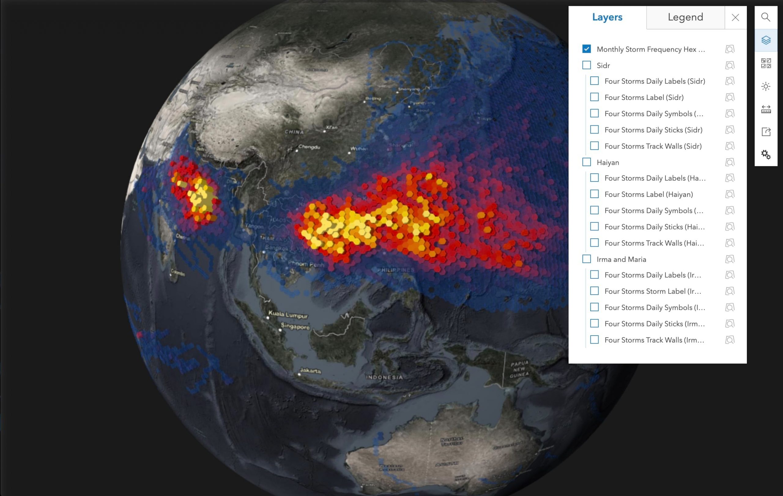 A screenshot of the web scene viewer for the cyclone 3D data set