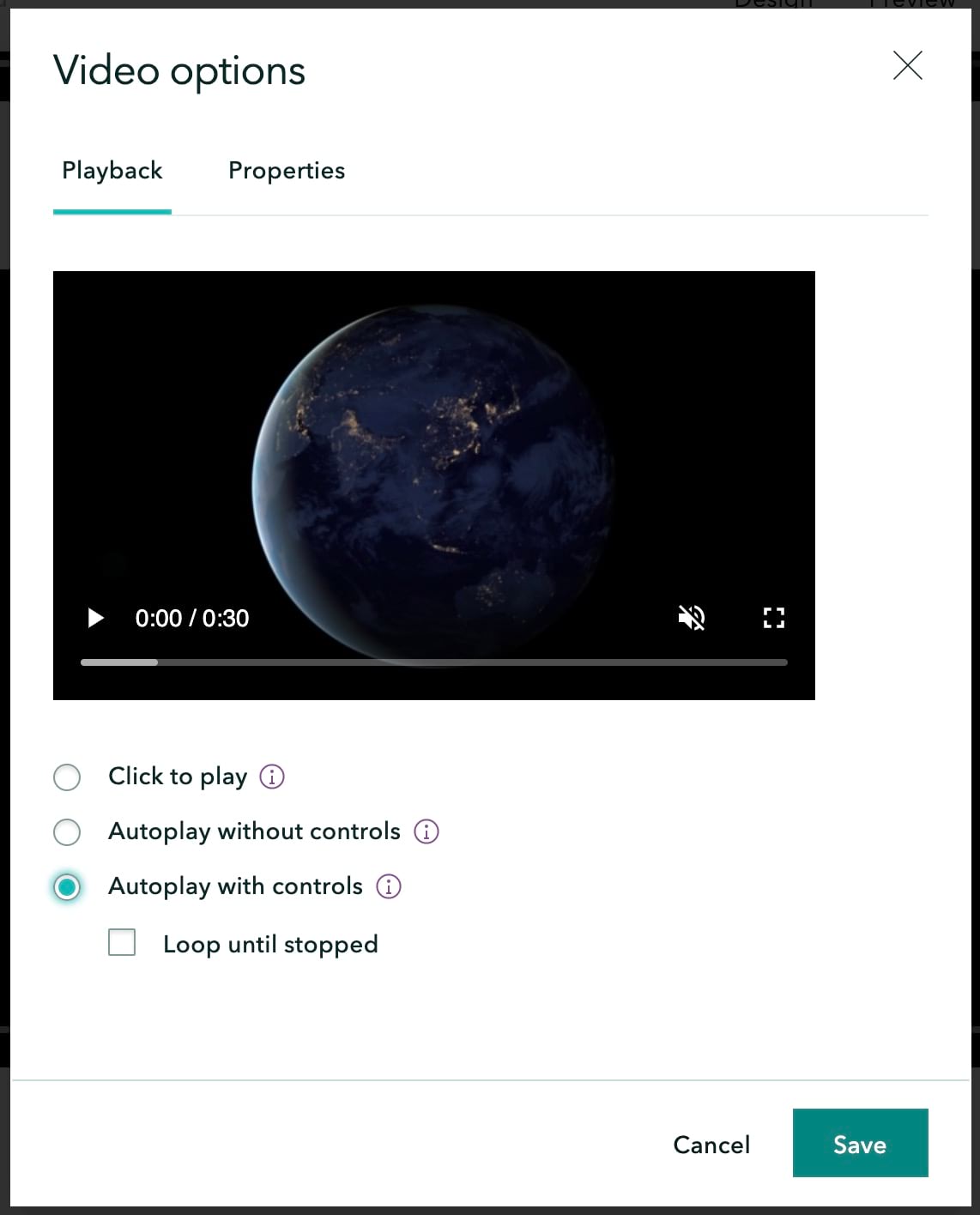 Video playback options Video playback options