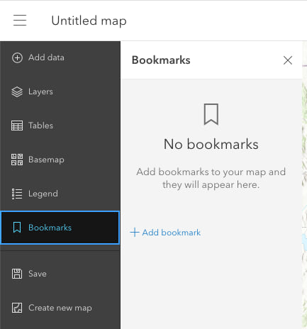 bookmarks widget available in left side panel