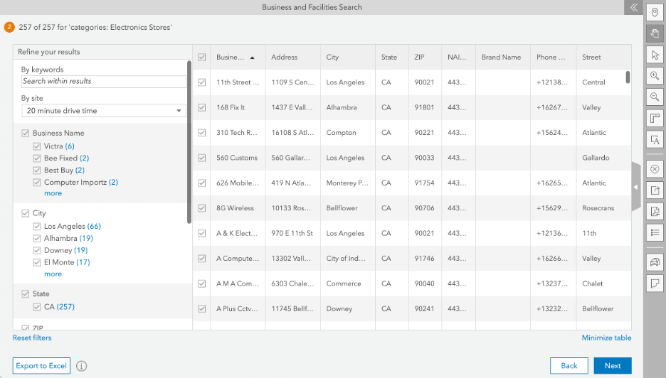 safegraph table view