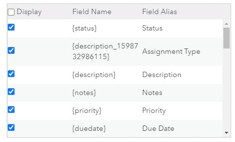 Configure attributes window