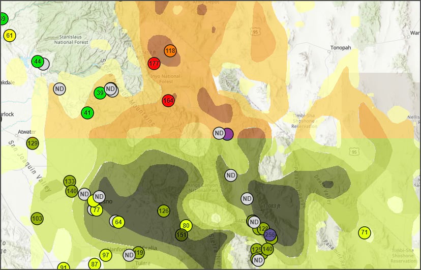 Smoke and air quality map Smoke and air quality map