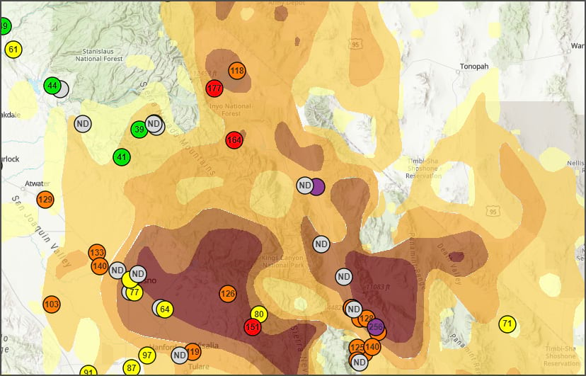 Smoke and air quality map