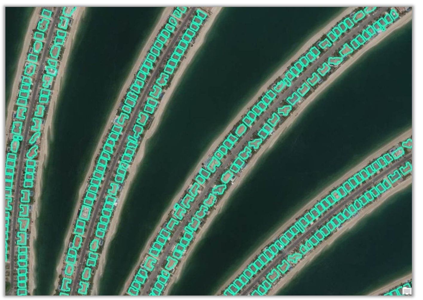 Sample building footprints extracted - Palm Islands, Dubai Sample building footprints extracted - Palm Islands, Dubai