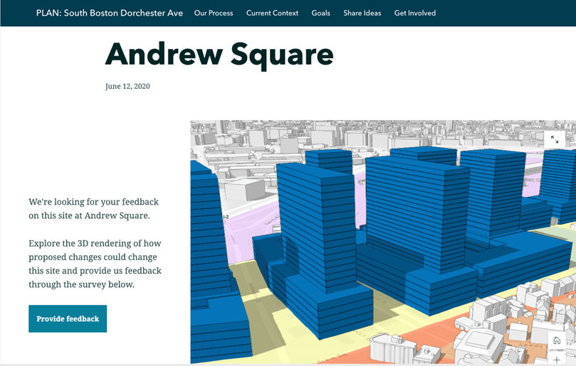 An image of Andrew Square in the landing page.