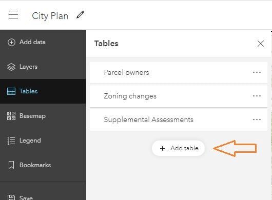 Add table to map