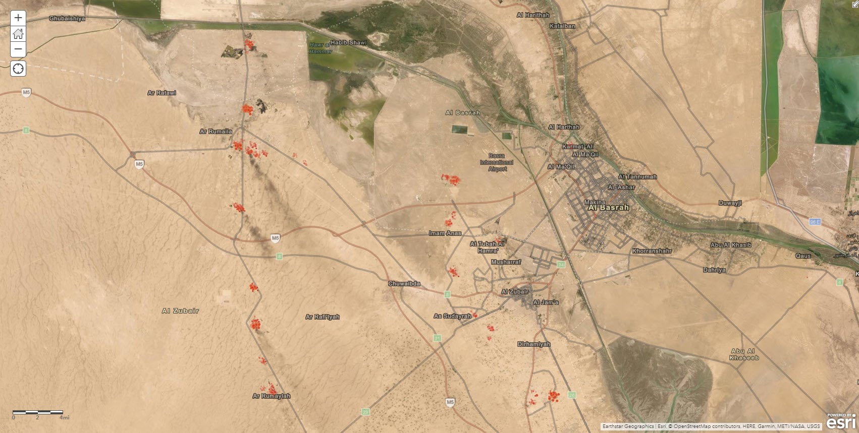 Basara, Iraq VIIRS heat points