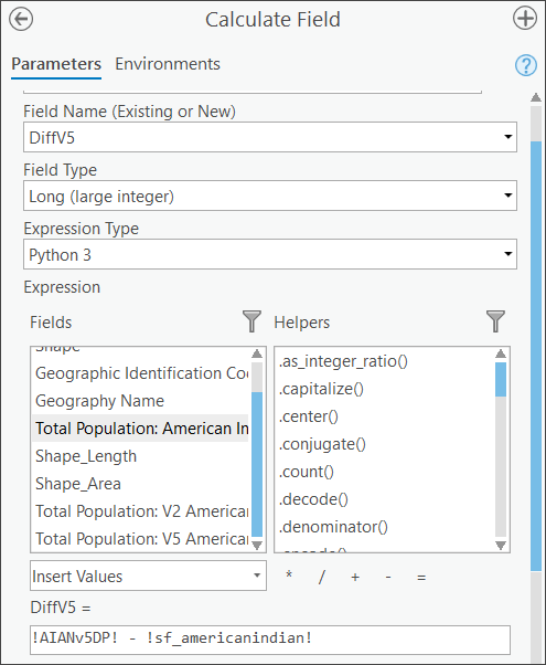 Calculate differences