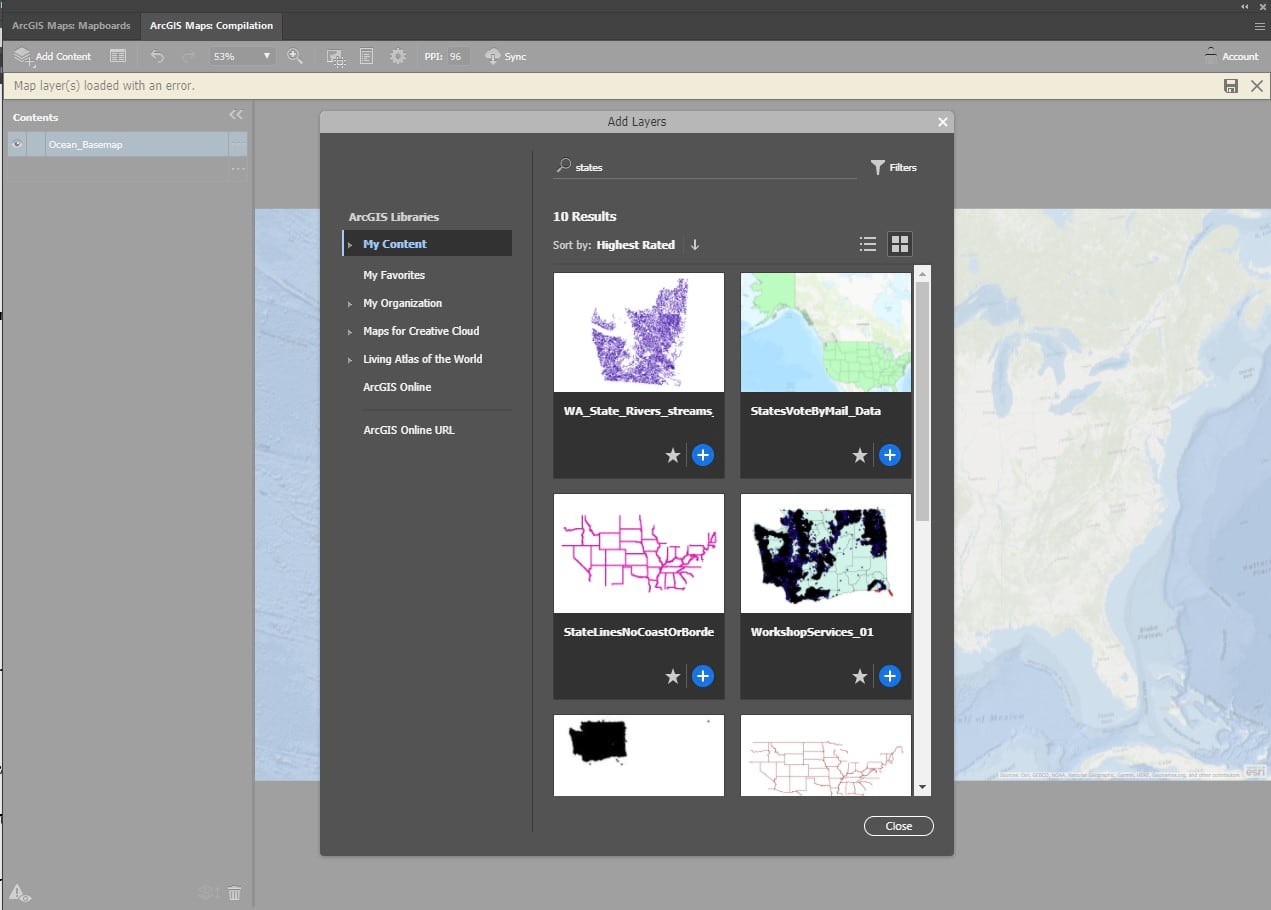 Adding new data from ArcGIS Online to the mapboard