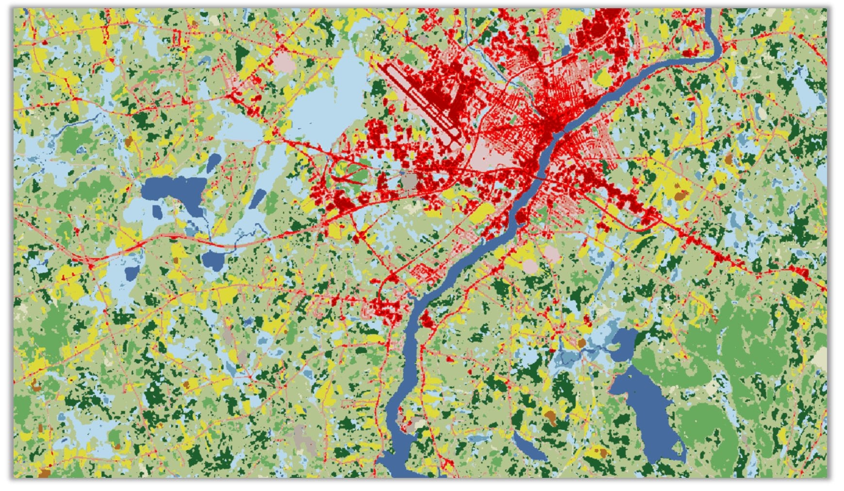 Classified landcover map using Landsat 8 imagery