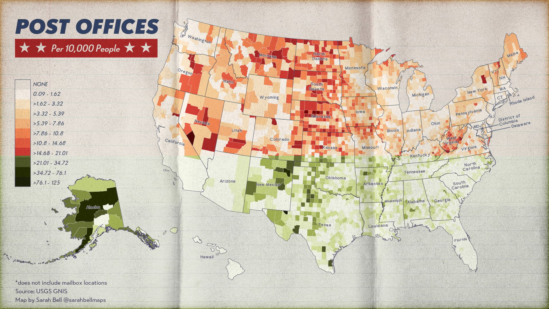Post offices per 10,000 people Post offices per 10,000 people