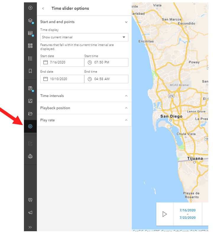 Time slider options