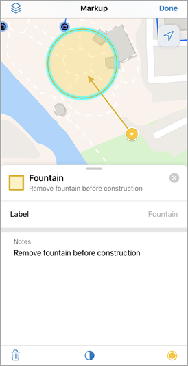 Markup with notes and label Markup with notes and label