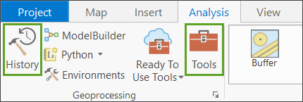 Access to the History and Geoprocessing pane