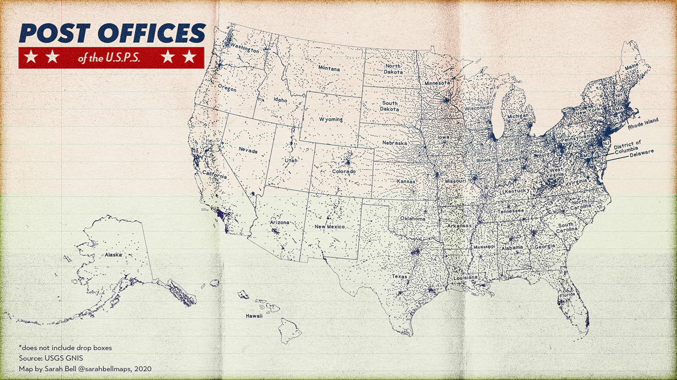 Point map of usa post office locations Point map of usa post office locations