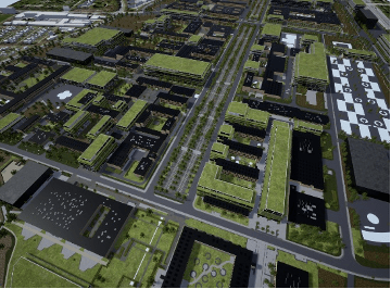 A birds-eye view of a city made with CityEngine A birds-eye view of a city made with CityEngine