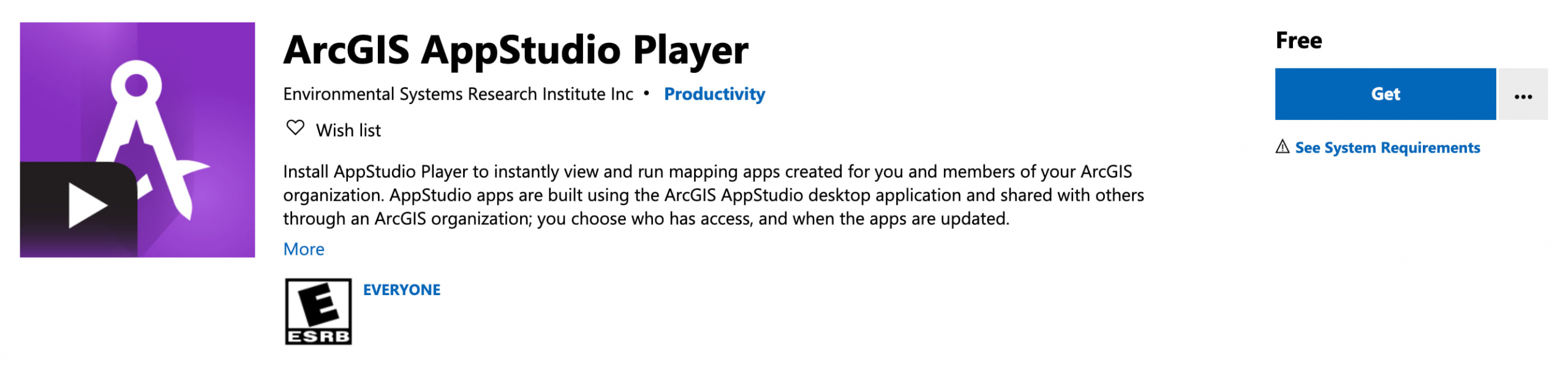 AppStudio Player at Microsoft store