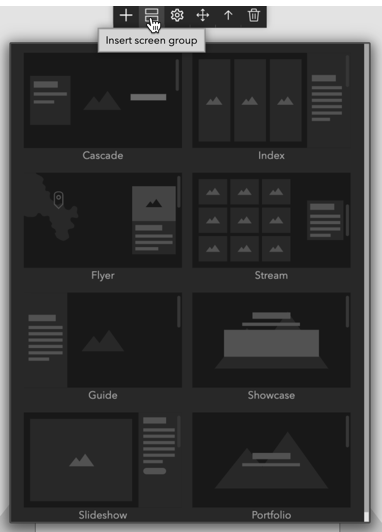 Screen group templates