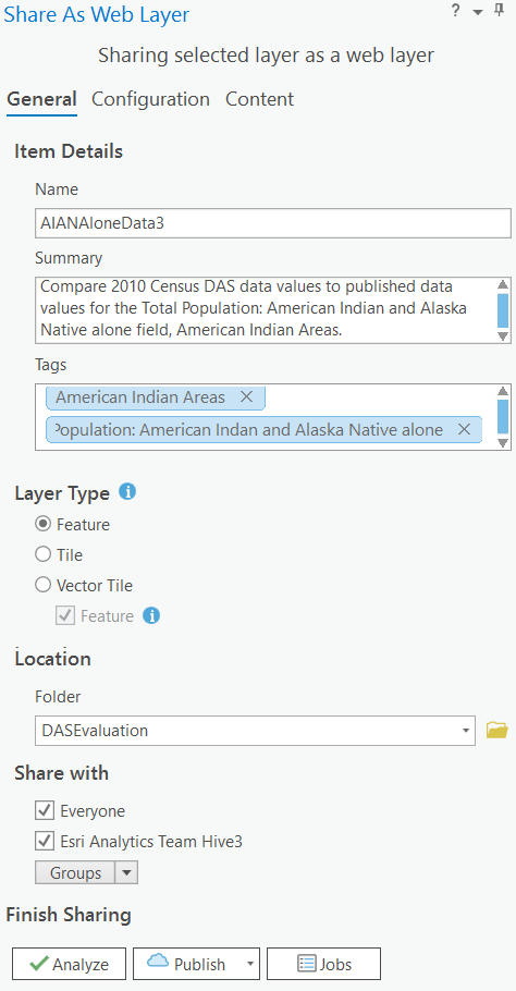 Parameters to share as web layer