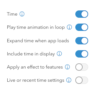 Time slider settings in the time section of interactivity