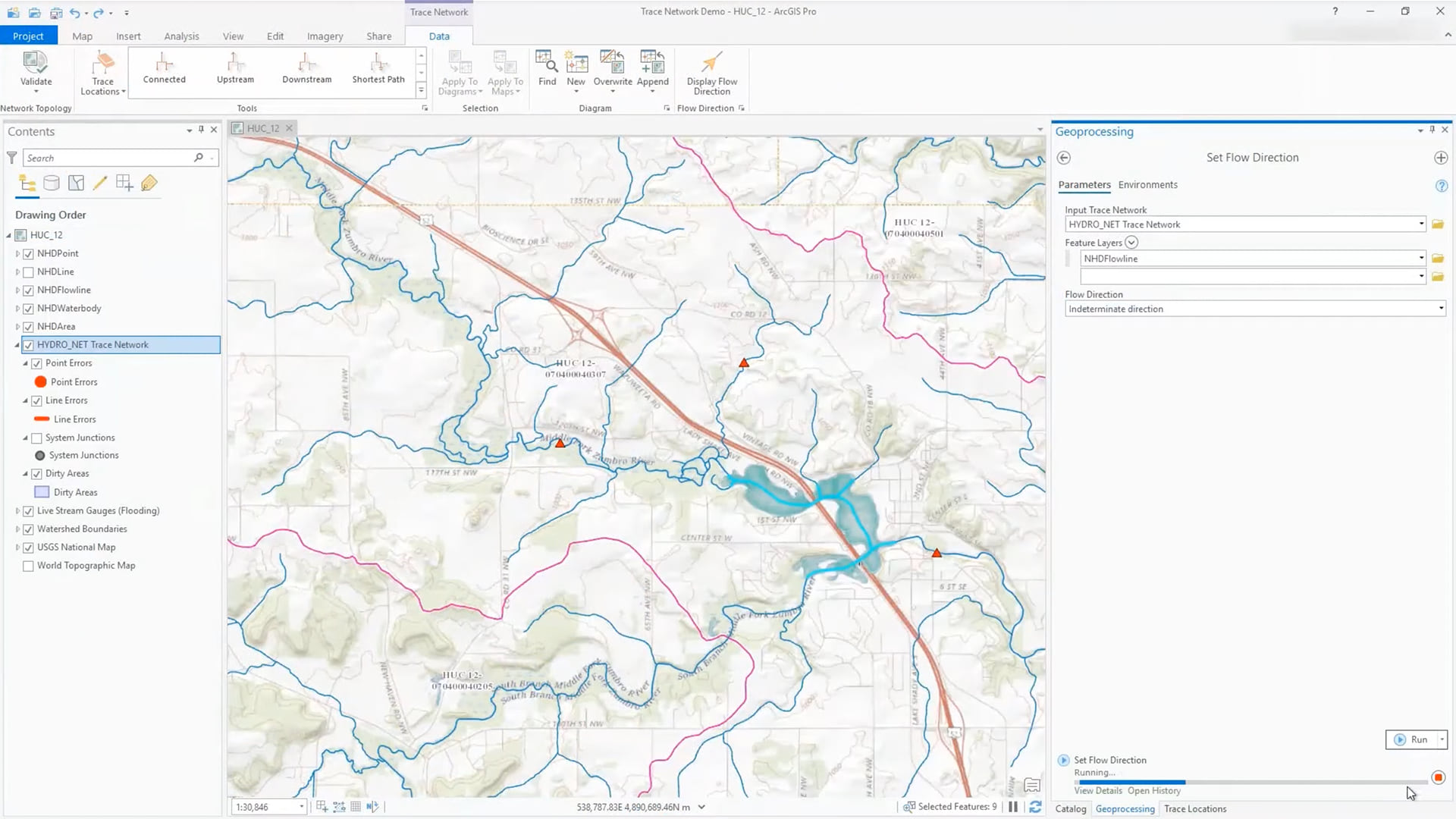 arcgis pro trace network