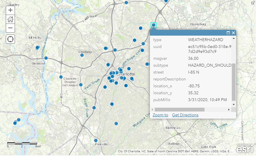 ArcGIS Velocity feed web map Waze