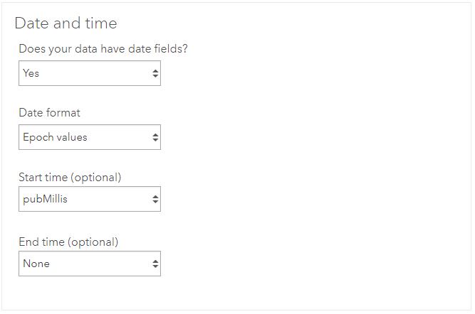 ArcGIS Velocity feed datetime config