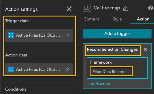 Actions to filter table