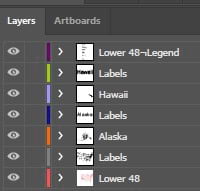 Parent layer organization structure in Adobe Illustrator when opening an AIX file