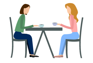 Drawing of two women talking Drawing of two women talking