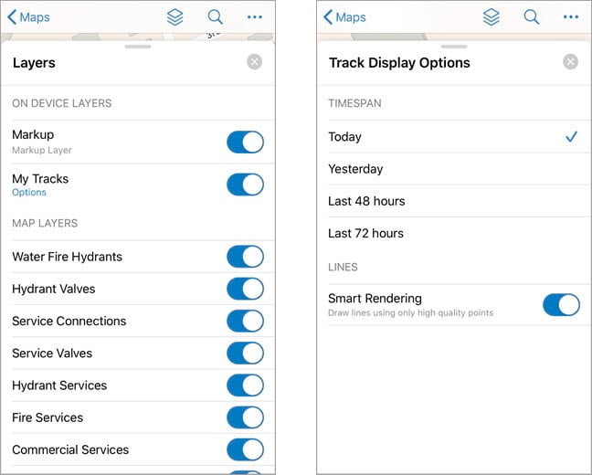 View tracks in the Field Maps mobile app