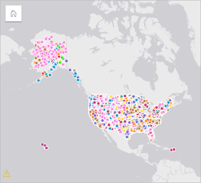 The cause of wildfires across the United States, styled by unique symbols